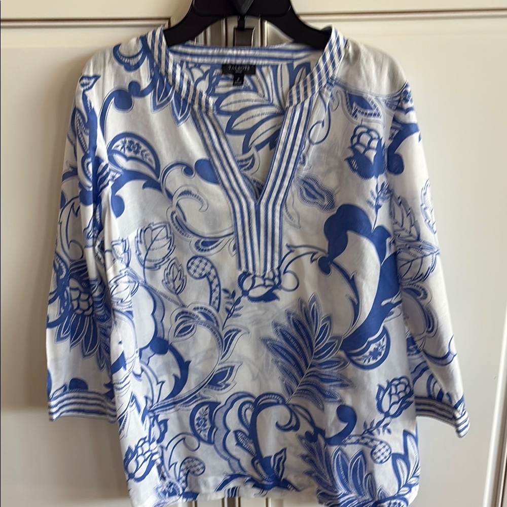 Talbots Blue and White Floral Women's Top